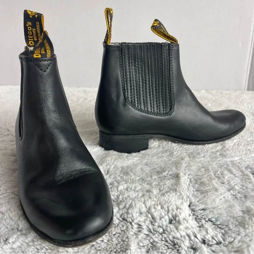 Kids Traditional Mexican Botines Charros Yellow Pull Tabs Size 13